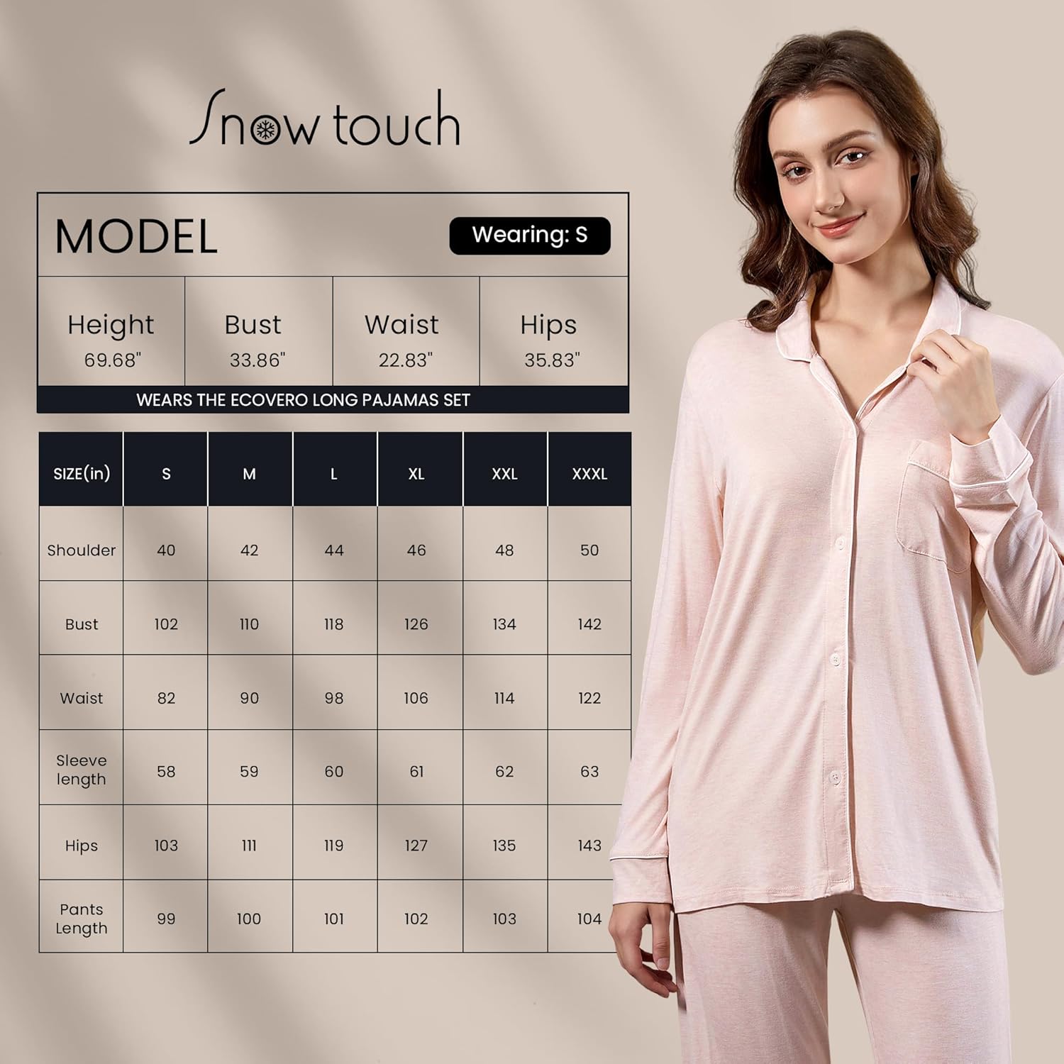 Women's Pajamas Set 2 Piece Womens Long Sleeve Pajama Sets Tencel Rayon Cotton Pj Sets for Women S-2XL - Image 7