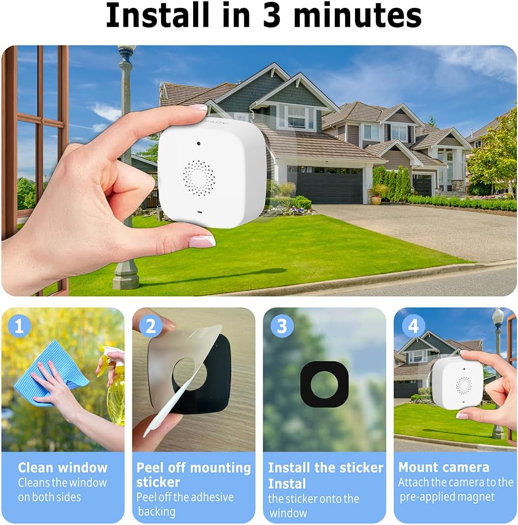 SOIADV Window Camera for Home Security Wireless Battery System 4MP, Pure Wireless, Motion Detection, Smart AI Color Night Vision, 2.4G&5GHz Indoor WO04D