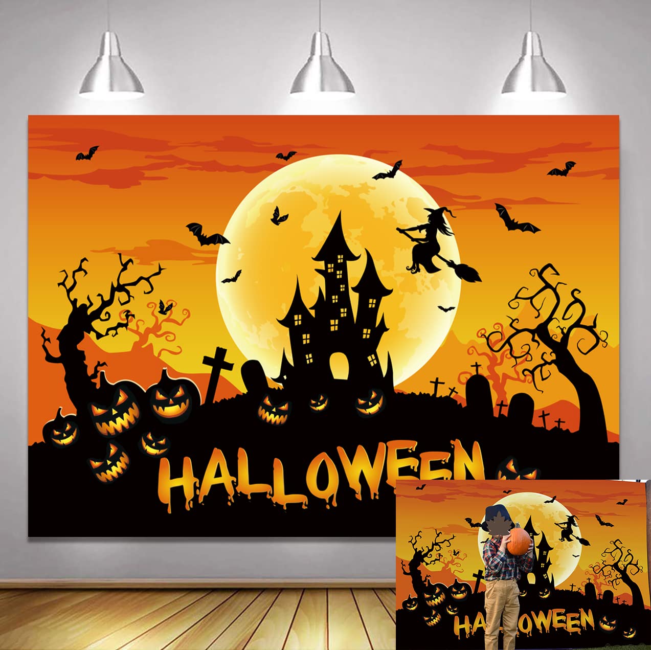 Neon Halloween Party Banner Set – Leuchtendes Hofbanner Mit Kürbis, Fledermaus & Geist Für Zaun & Garage