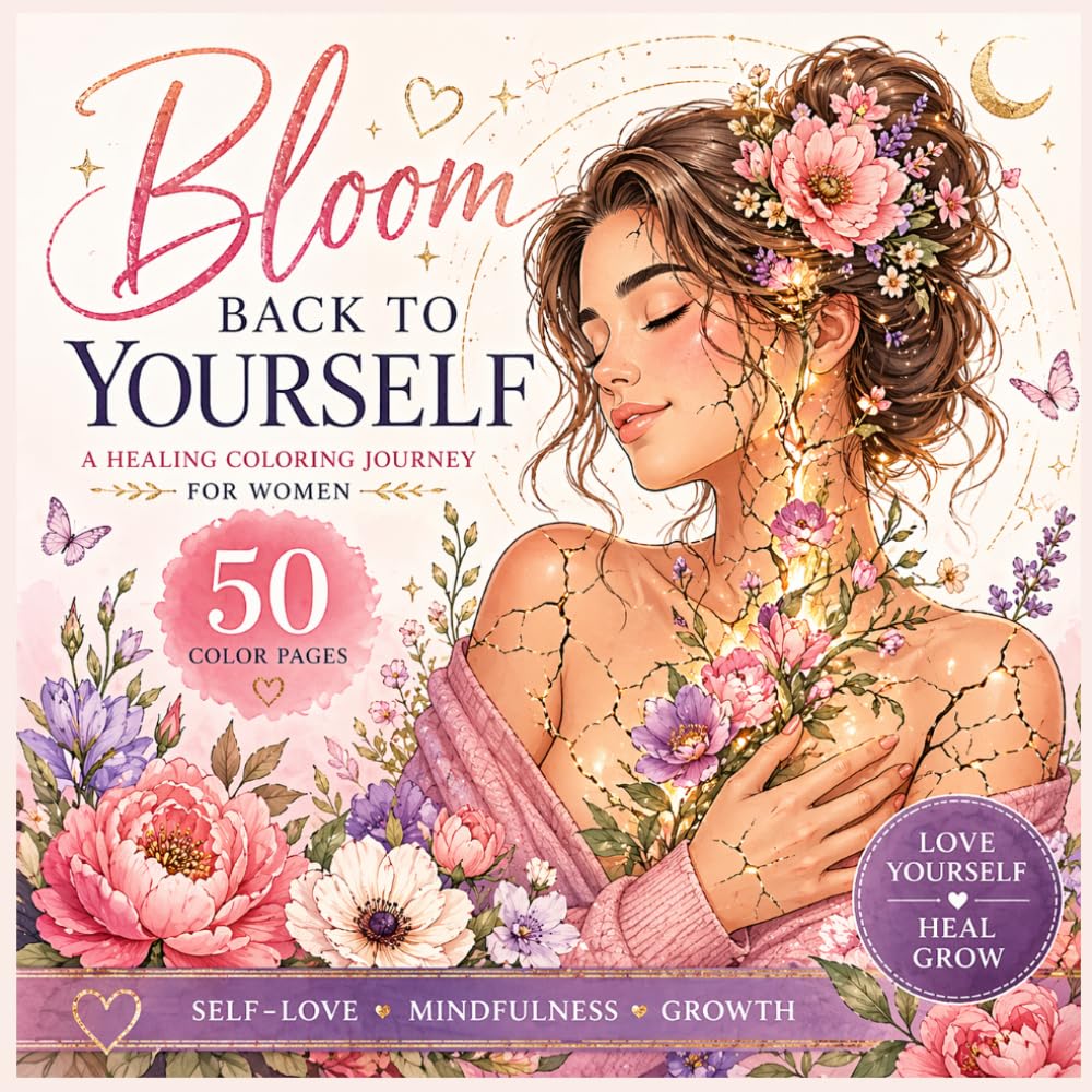 Bloom Back to Yourself: Self-Love Affirmations Coloring Book for Women with Cozy Stress Relief Designs