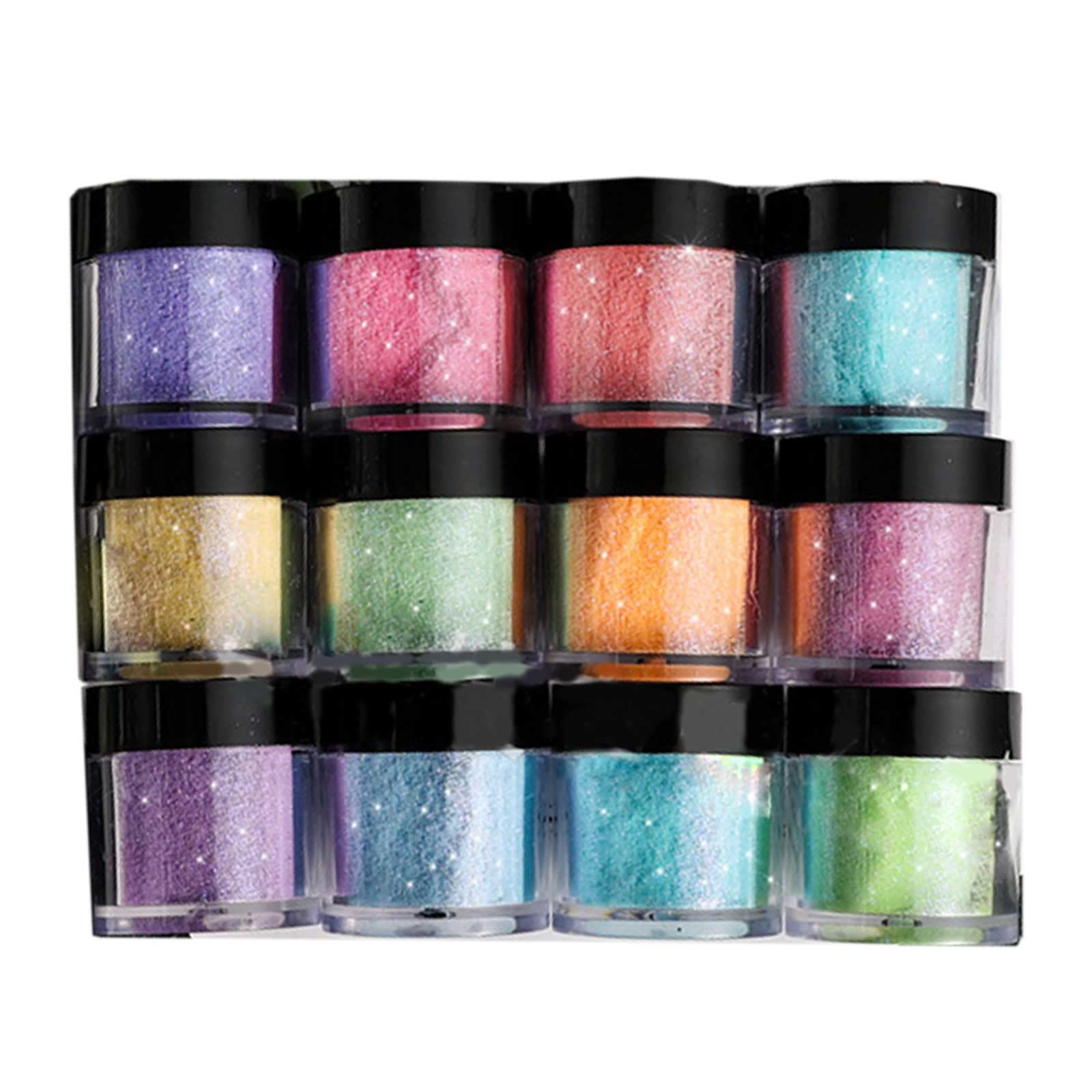 12 diamantes de colores en polvo de purpurina para resina y manualidades