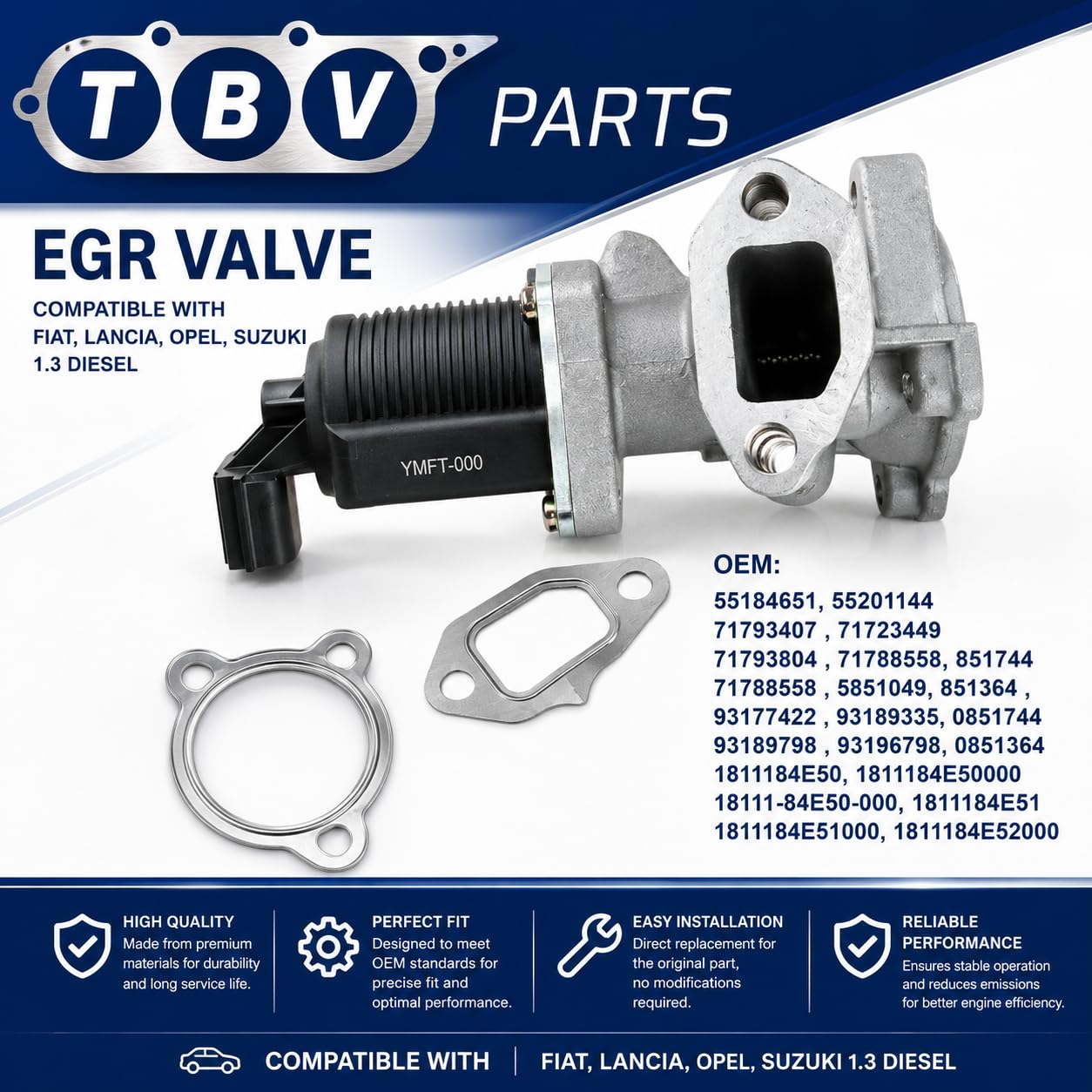 Válvula EGR 1.3 JTD/D 55184651 55201144 71793407 71723449 71793804 71788558 71788560 93177422 93189335 Válvula de recirculación de gases de escape para Corsa Combo Meriva Tigra Agila 1.3 CDTI