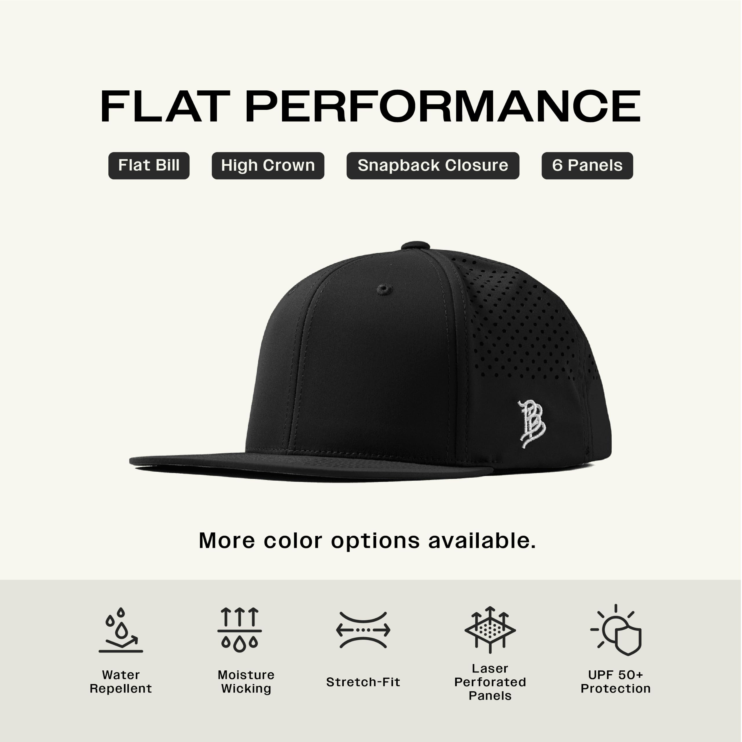 Branded Bills Bare Performance Mütze, mit Flexfit-Schweißband, verstellbarer Snapback, Komfort-Stretch, schnell trocknend, wasserabweisend