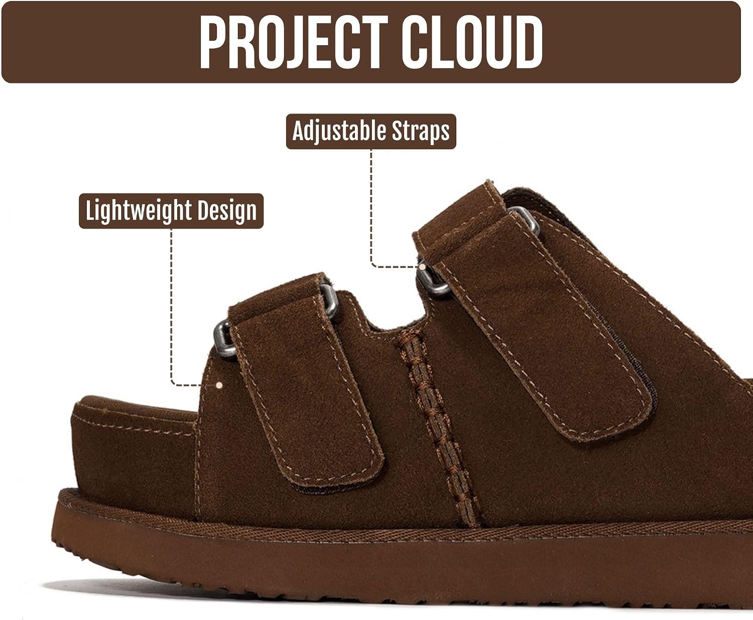 Project Cloud 100% Genuine Leather Platform Sandals & Slides for Women image 4
