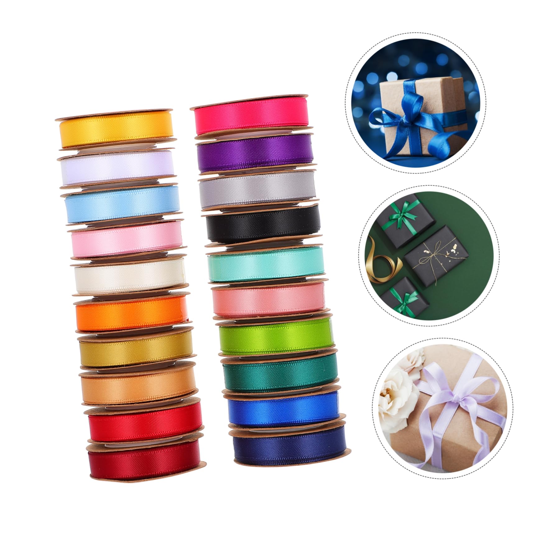 Housoutil 20 Nastro Decorativo Poliestere Doppio Set per Confezioni Regali Decorazioni Feste e Matrimoni Facile da Usare e Conservare