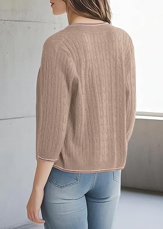 Urban CoCo Women's Cropped Cardigan Sweaters 3/4 Sleeve Lightweight Knit Sweater Shrug