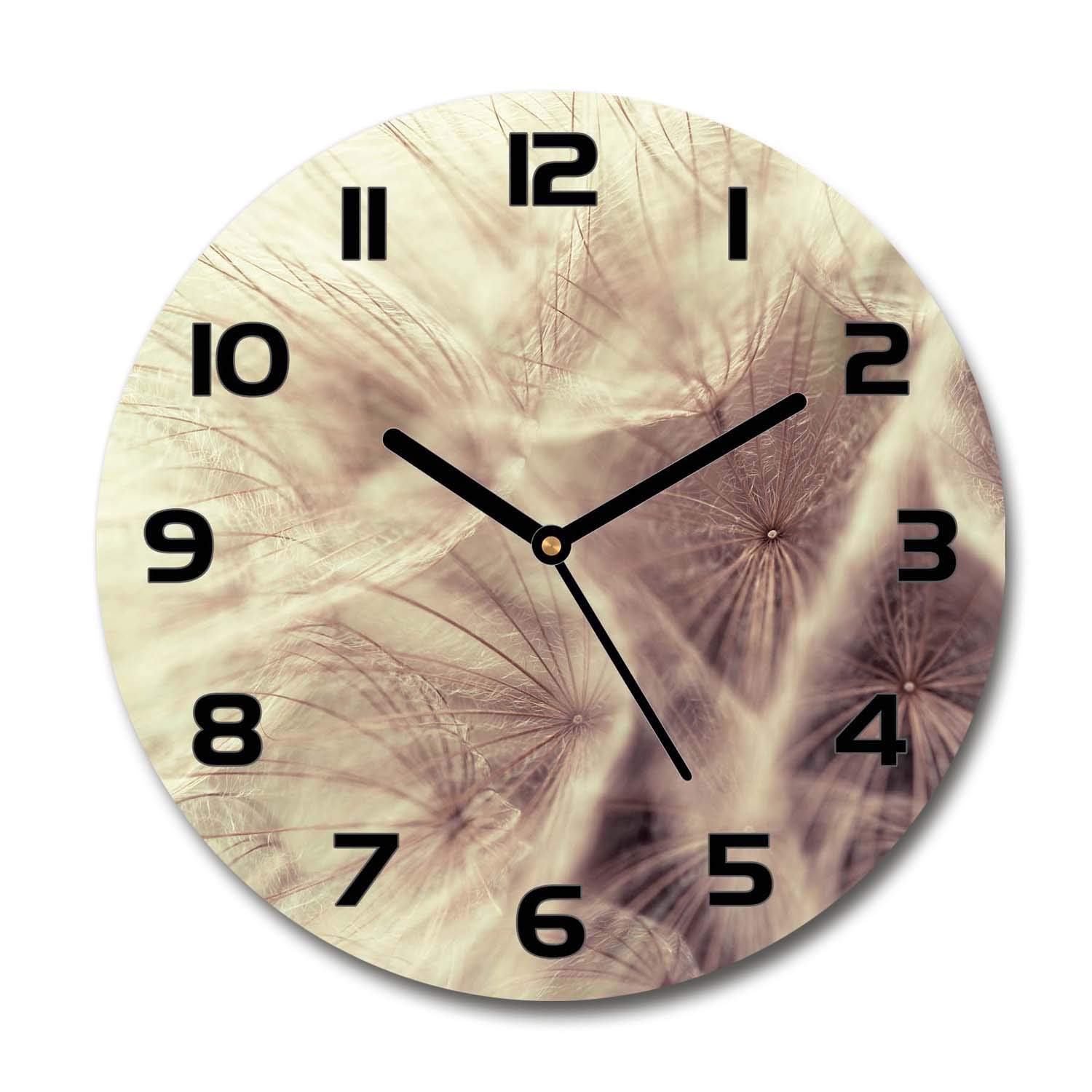 Horloge ronde 30cm pissenlit Tulup en verre pour résoudre le bruit du tic-tac