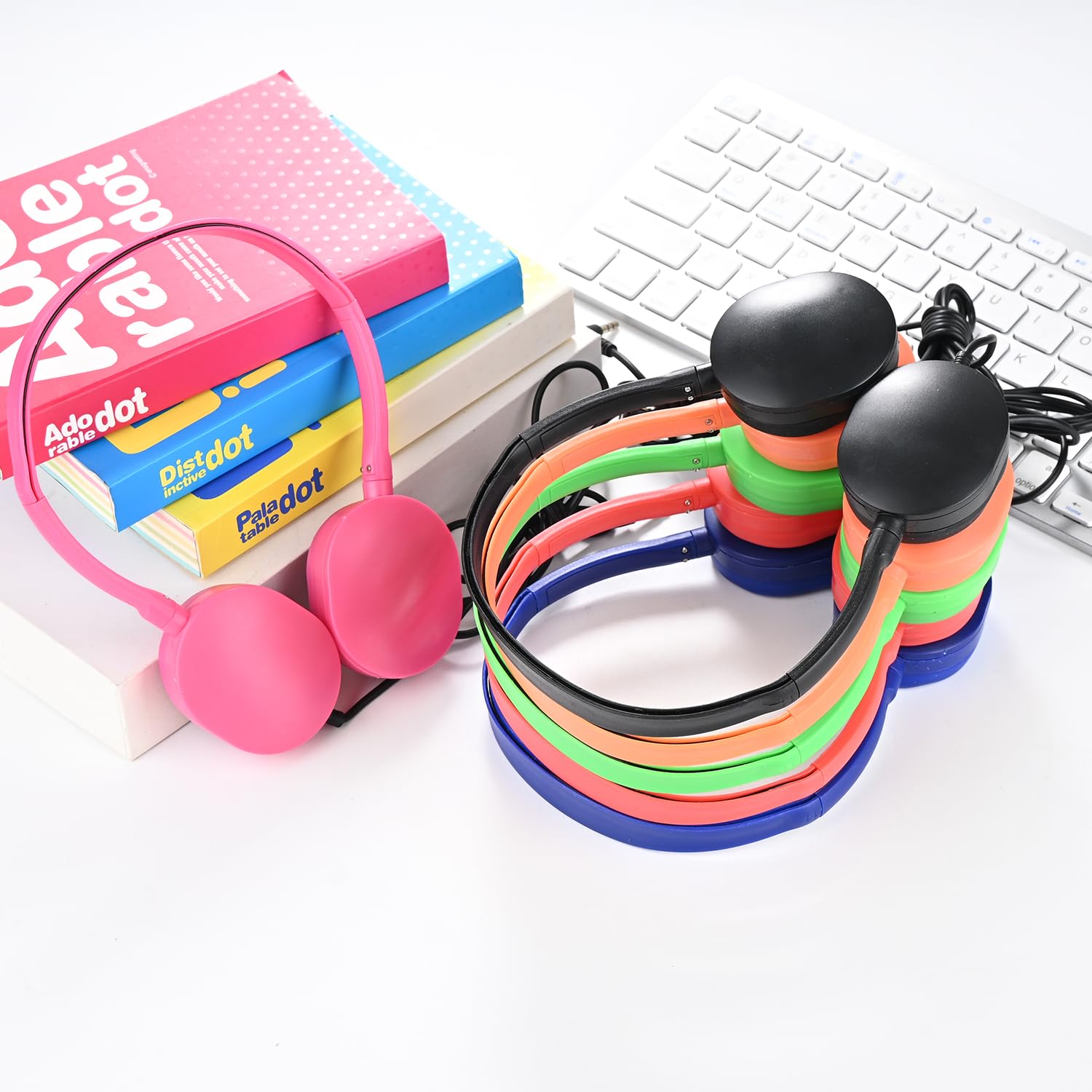 Cuffie per bambini, confezione da 100 cuffie per aule scolastiche, studenti, adolescenti, bambini, regalo e adulti, cuffie cablate regolabili per aule (multicolore)