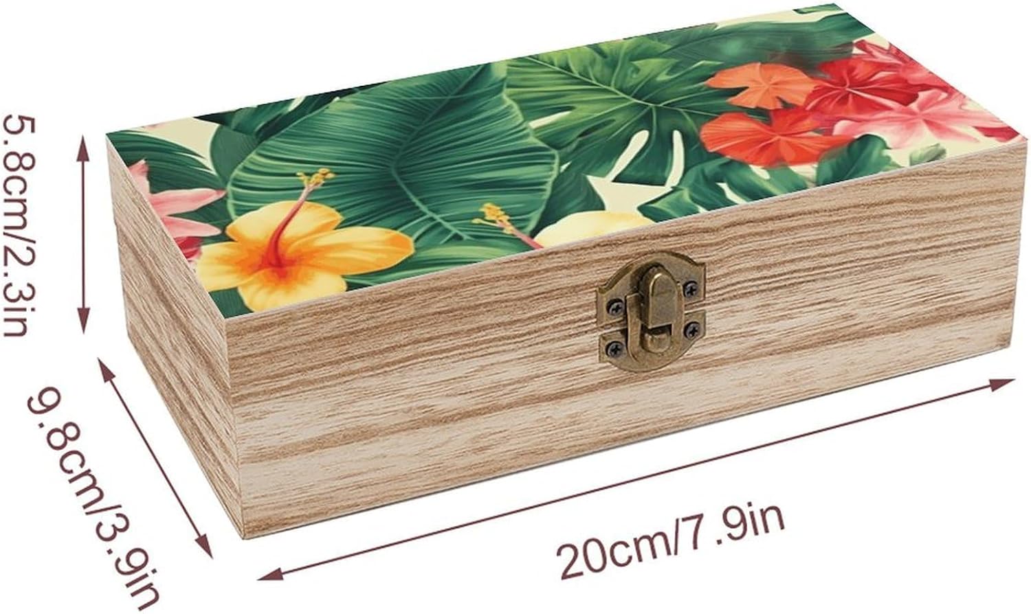Vintage Wooden Storage Box with Front Clasp Keepsake Box with Lid image 2