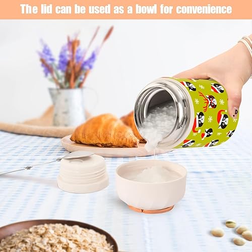 Miniatura 6 de MCHIVER Christmas Cat Cap Food Jar with Spoon Stainless Steel Vacuum Insulated Food Container 17 oz Soup Thermos for Adults