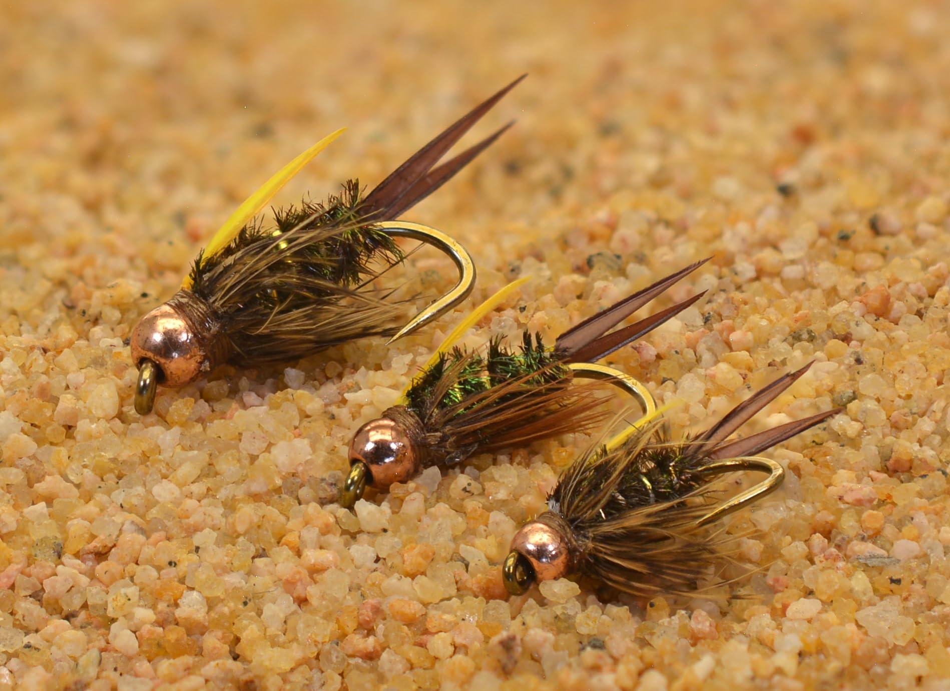 6 Ct - Amber Prince Nymph Fishing Flies Tied on Mustad Heritage Fly Hooks (6ct Assortment)