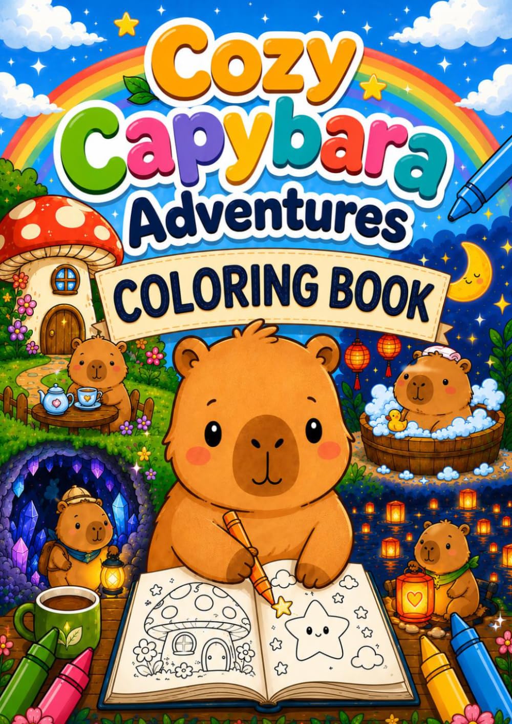 Cozy Capybara Adventures: A Cute & Magical Coloring Book for Kids (Cozy Coloring Book Collection)
