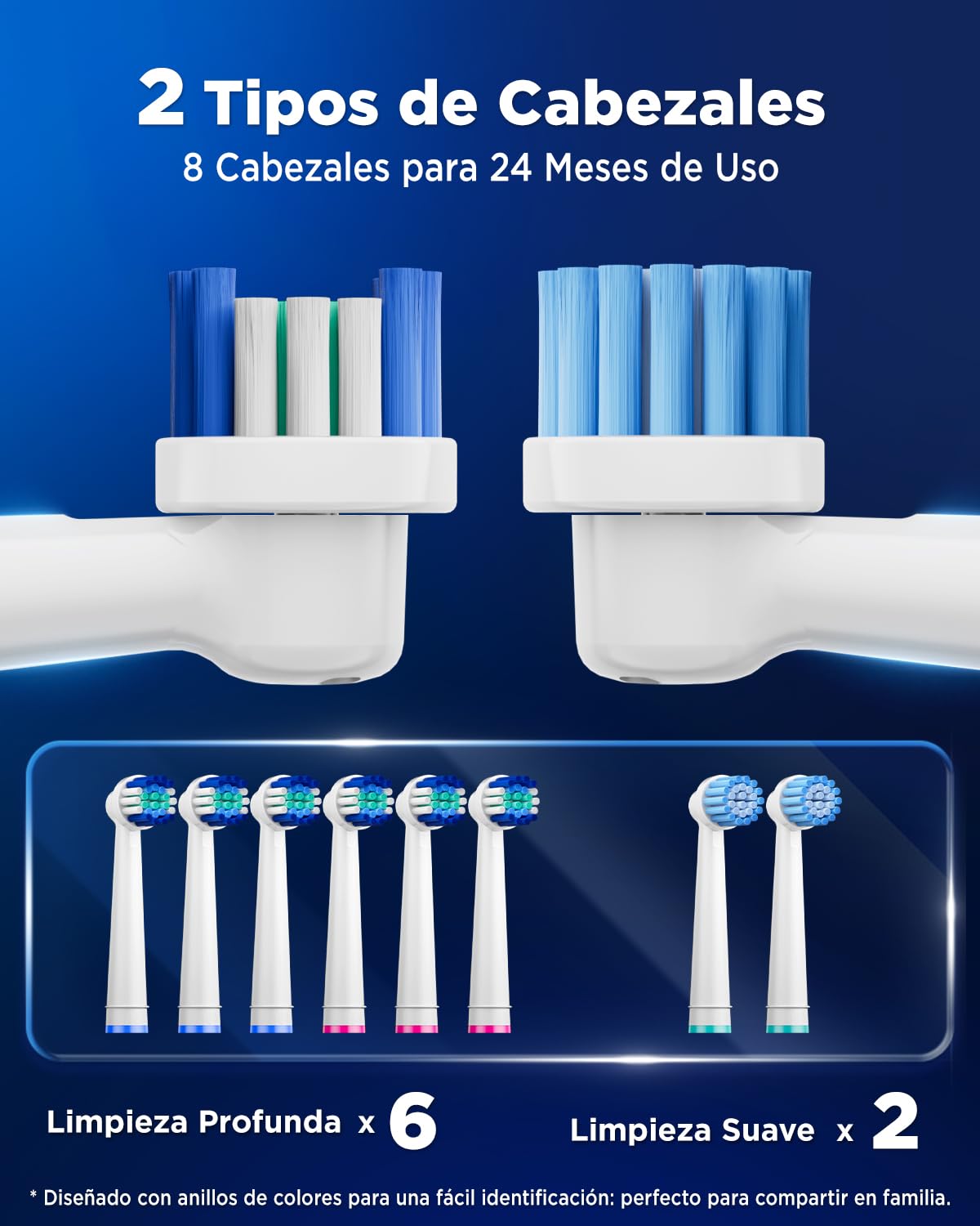 Cepillo de Dientes Eléctrico de Rotación para Dientes Sensibles - Cepillo Eléctrico Adultos 3 Intensidades, 5 Modos, 8 Cabezales, IPX7 Impermeable, Cepillo Dientes Electrico Viaje, Verde Claro