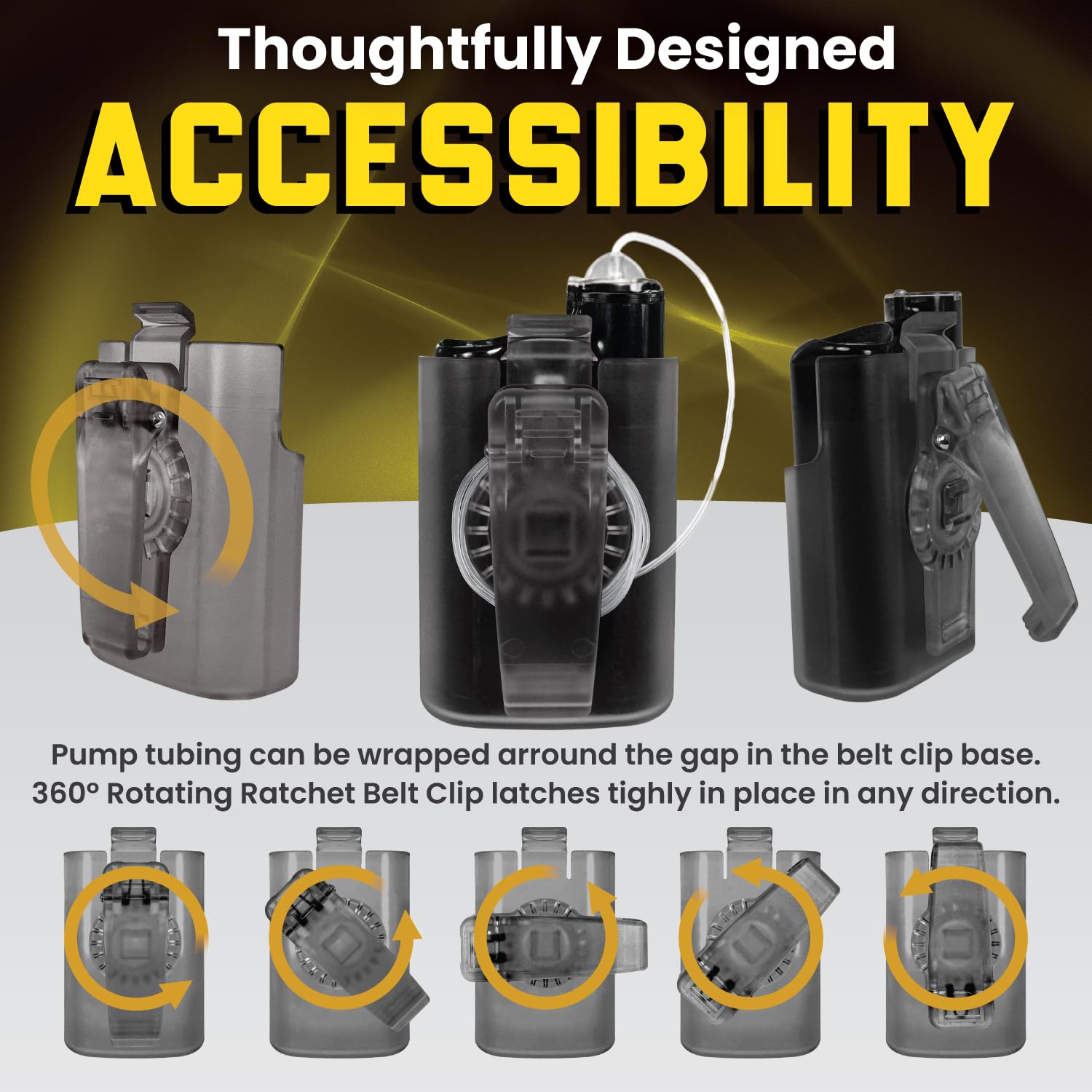 Artisan Power Custodia per pompa per insulina Medtronic MiniMed 630G, 640G, 670G, 770G, 780G, con clip per cintura girevole a 360°, plastica di grado sanitario, avvolgimento tubi, fondina resistente