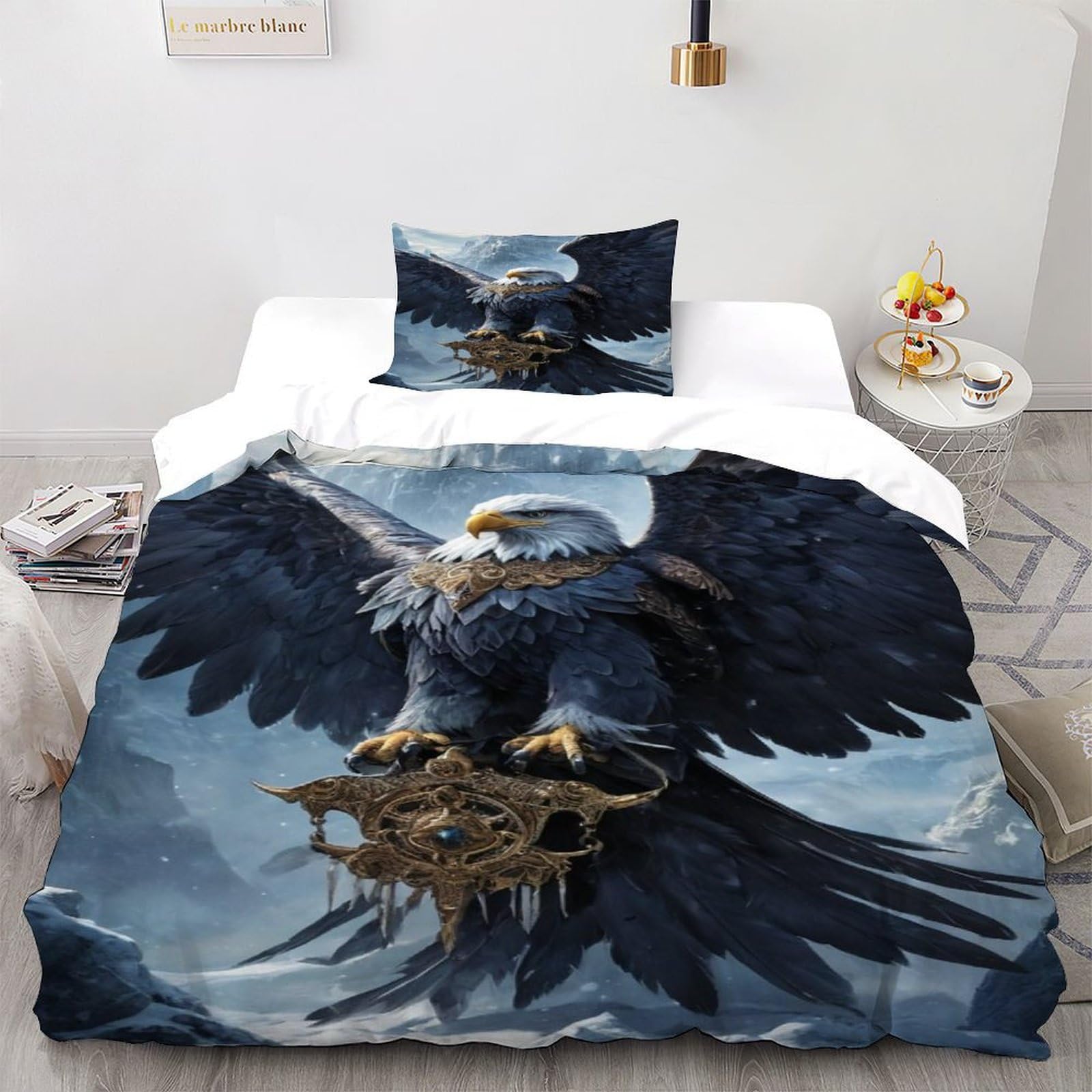 Housse de couette aigle thermorégulatrice parure de lit douce