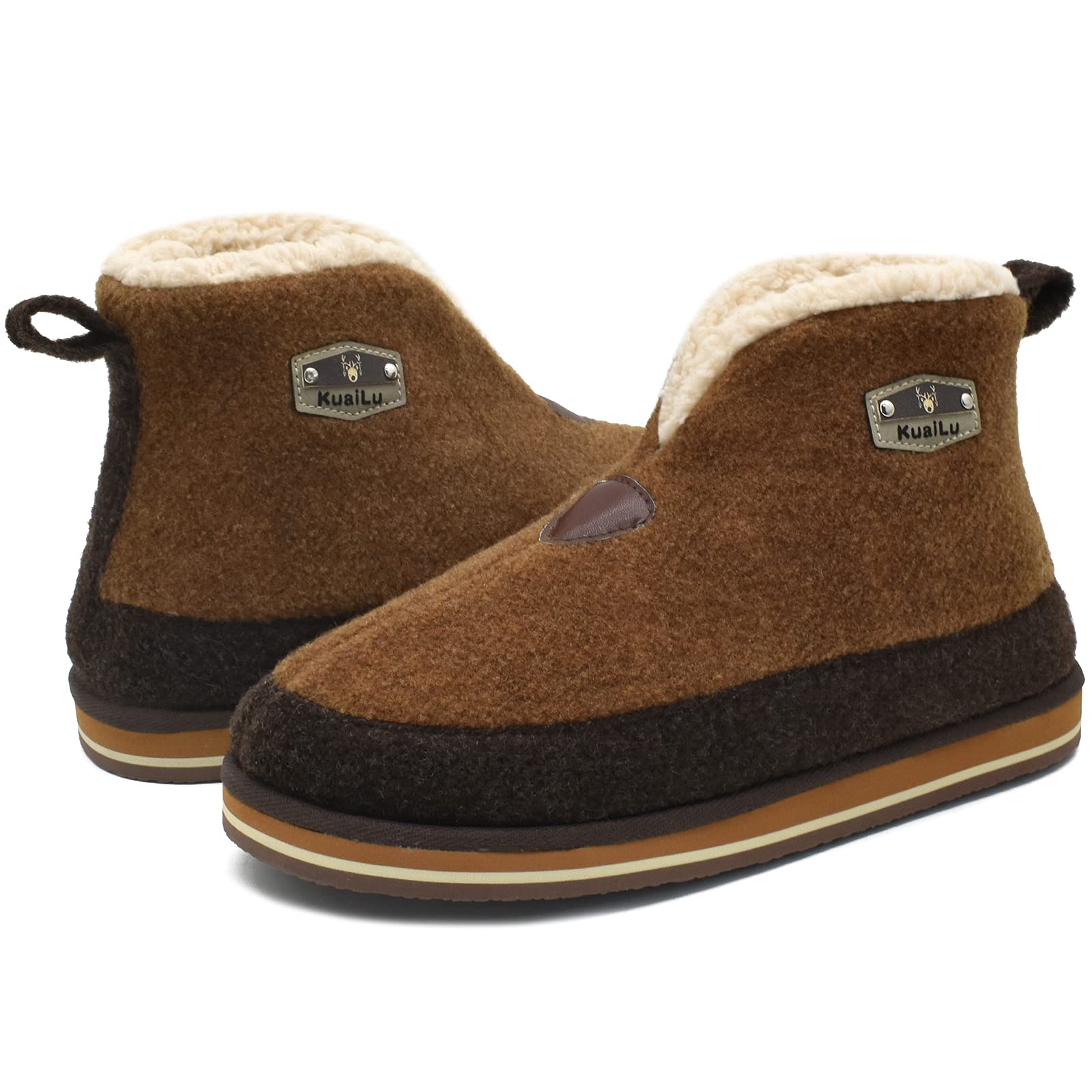 KuaiLu Pantofole Stivaletto Uomo Invernali Babbucce Calde Peluche Pelose Foderata Chiuse Pantofola Stivali Casa Comode Memory Foam Slippers con Indoor outdoor Antiscivolo Suola