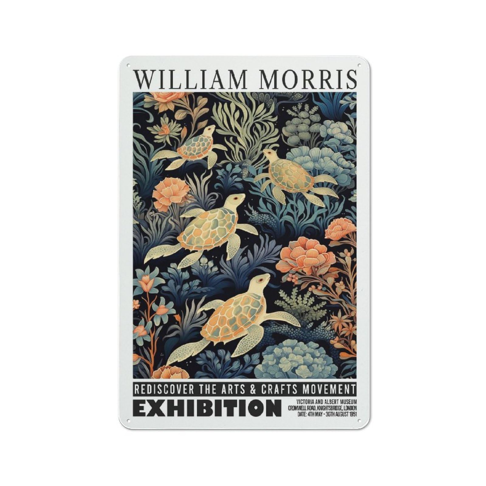 Junmoney Style-12 Retro Metal Wall Sign 30X20cm Featuring Turtle Morris Exhibition Botanical For Garage Wall, For Garage, Workshop And Man Cave Decoration