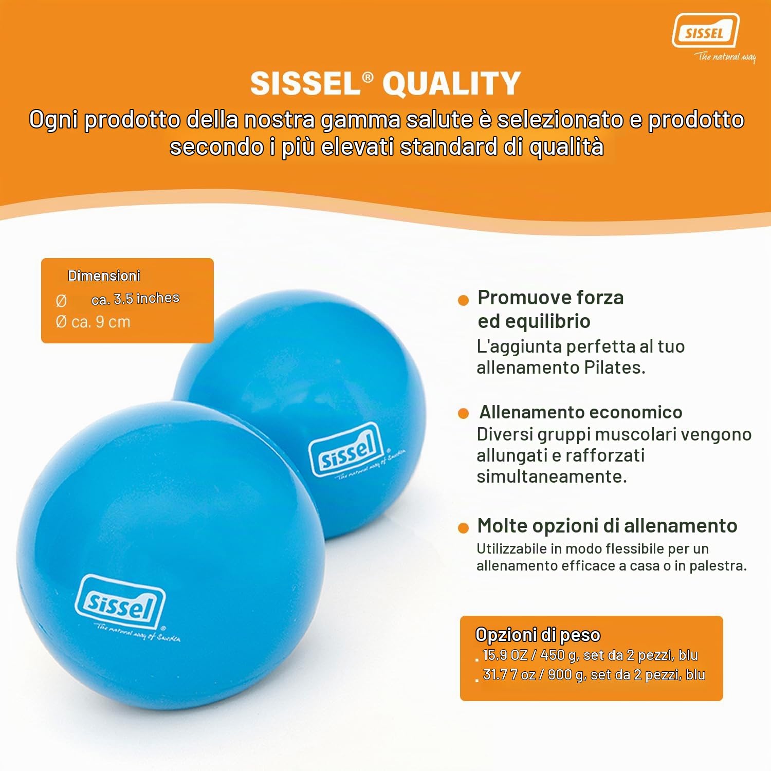 Sissel Pilates Toning Palla 2 Pezzi, Unisex – Adulto, Blu, 9 x 9 x 9 cm
