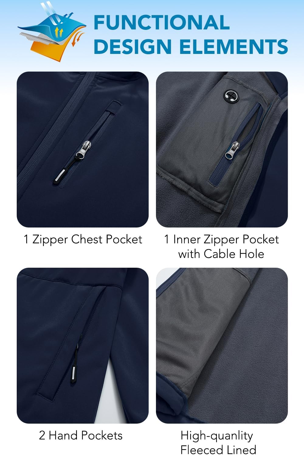 FARVALUE Womens Lightweight Softshell Jacket Hooded Waterproof Windproof Coat Fleece Lined Insulated Winbreaker Hiking - Image 7