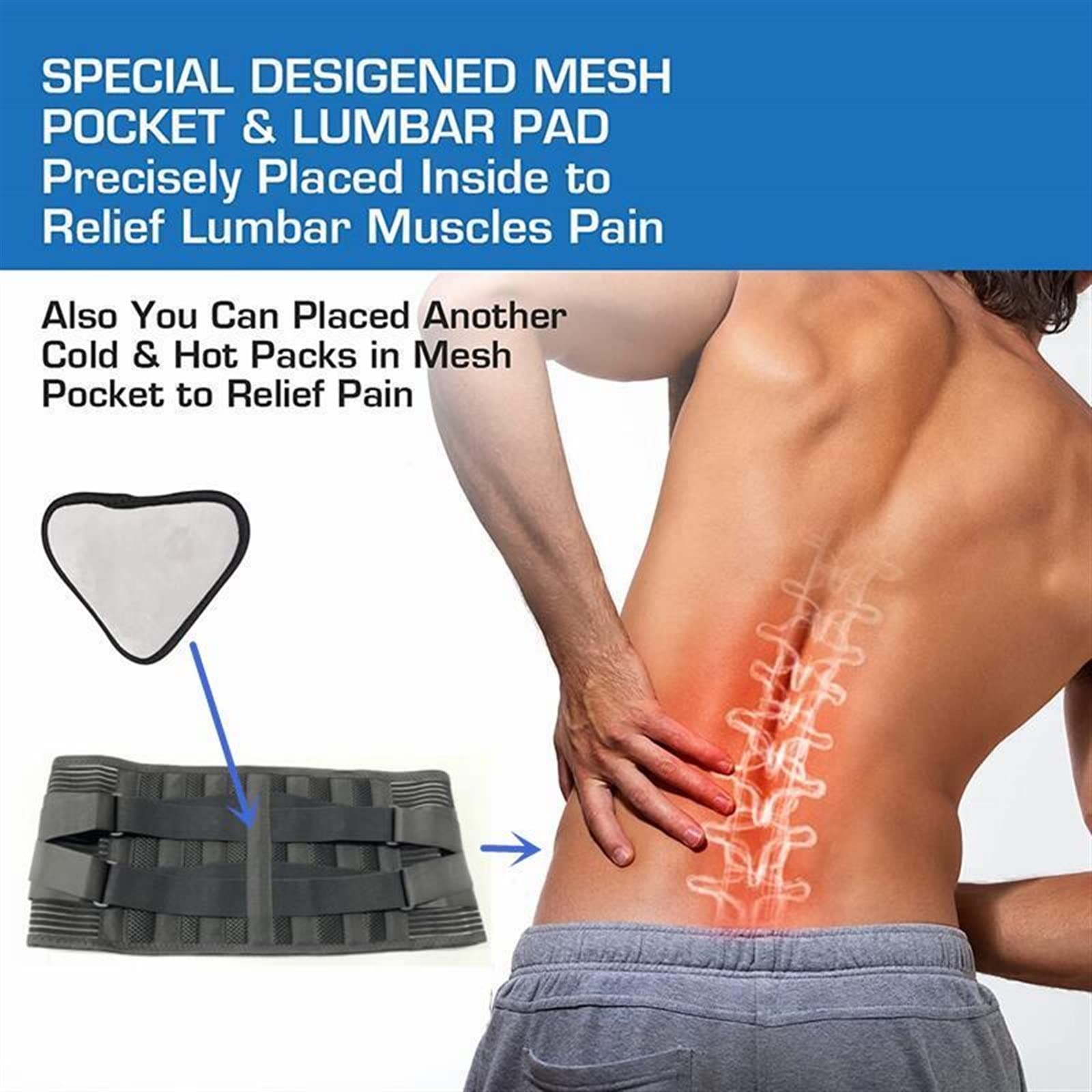 Cinturón de apoyo lumbar para hombres y mujeres, soporte de espalda baja, alivio del dolor, transpirable, levantamiento de pesas, cinturones abdominales, cinturón de descompresión de columna lumbar