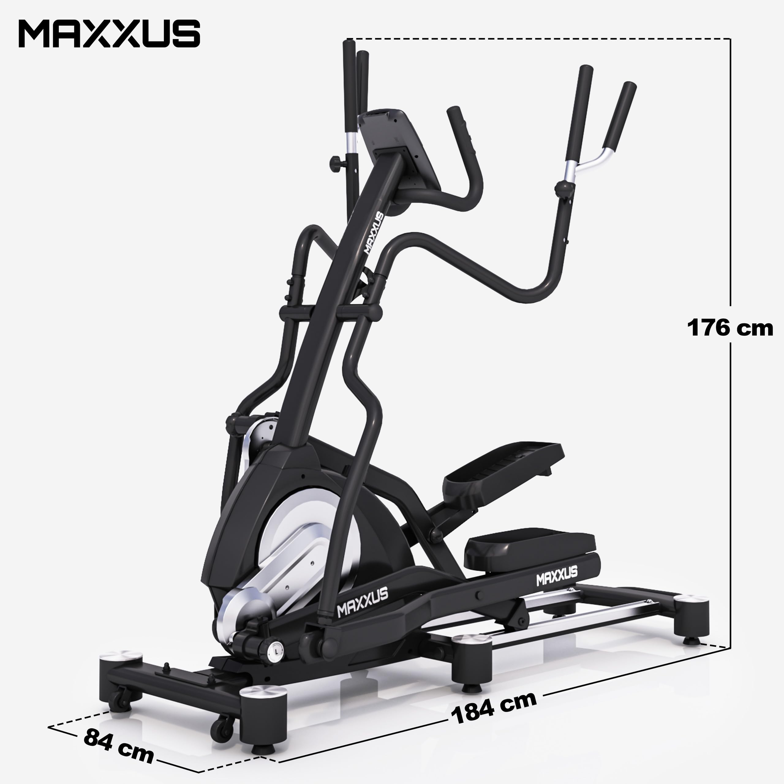 MAXXUS Crosstrainer für Zuhause – CX-Serie Ellipsentrainer mit 51–58 cm Schrittlänge, 24–29 kg Schwungmasse, App-Steuerung, 16 Widerstandsstufen & Magnetbremse