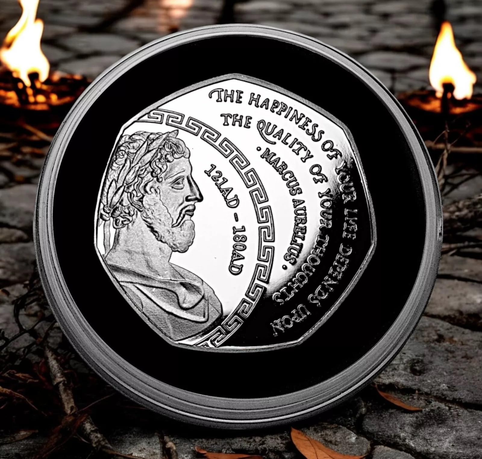 The Commemorative Coin Company Silver Marcus Aurelius Stoic/Stoicism Commemorative In Capsule. Cardinal Virtues. Temperance/Courage/Justice/Wisdom