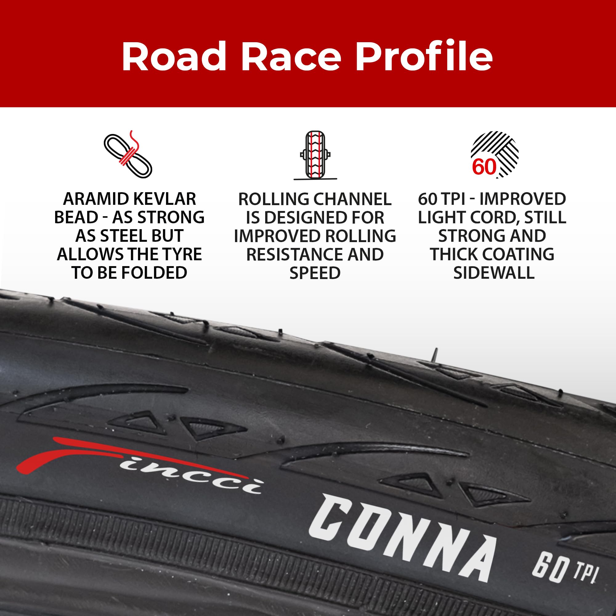 Copertoni Bici Corsa 700x23 Fincci Coppia CONNA Pieghevole C 23-622 Pneumatico 60TPI Copertone Gomme Per Ciclo Gara Strada Corsa Turismo Rulli Ruote Bici Copertoncini Bicicletta Anti-puntura Da 1mm Copertoni Mtb 29