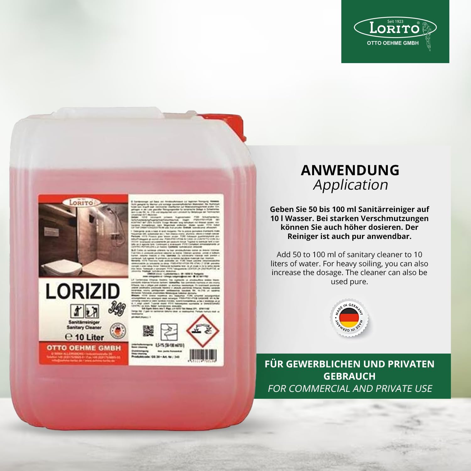 Loritol Lorizid Sanitärreiniger Konzentrat 10L Badreiniger extra stark