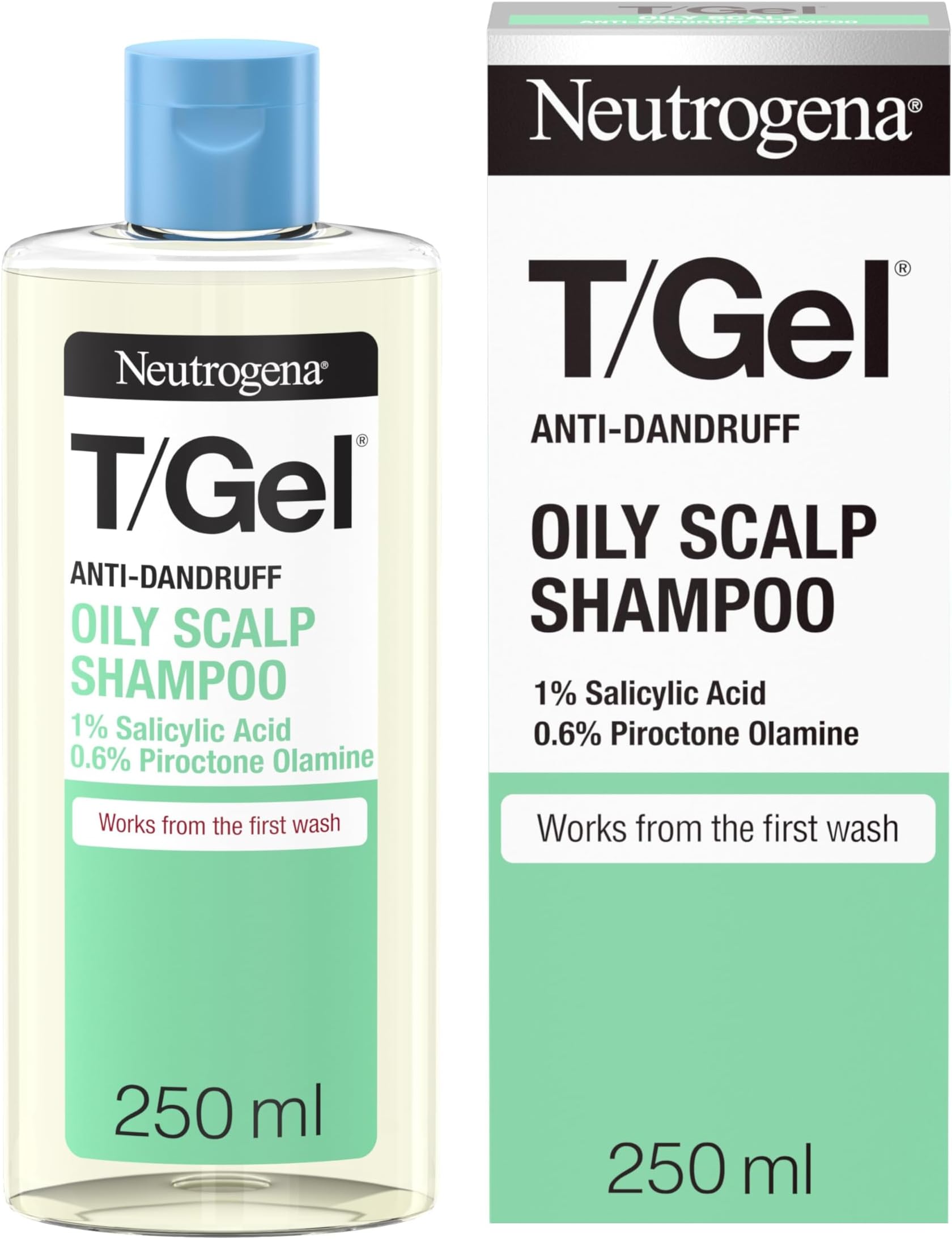 T/Gel Anti Dandruff Shampoo for Oily Scalp and Hair (1x 250ml), Daily Anti-Dandruff Shampoo with Salicylic Acid to Remove Excess Oils from First Wash