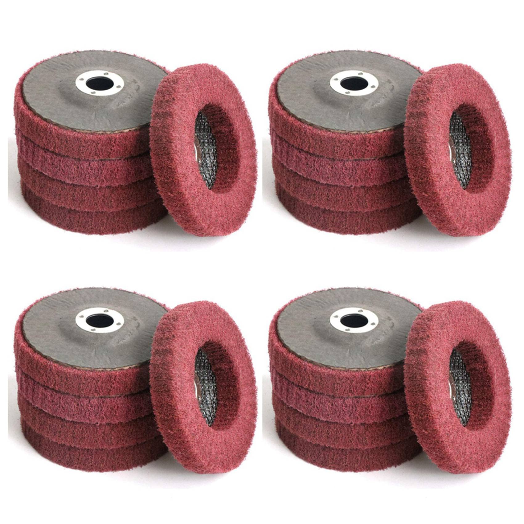 Jnchdghwa Red 20Pcs 4 Inch Nylon Fiber Flap Disc Polishing Grinding Wheel,Scouring Pad Buffing Wheel For Angle Grinder