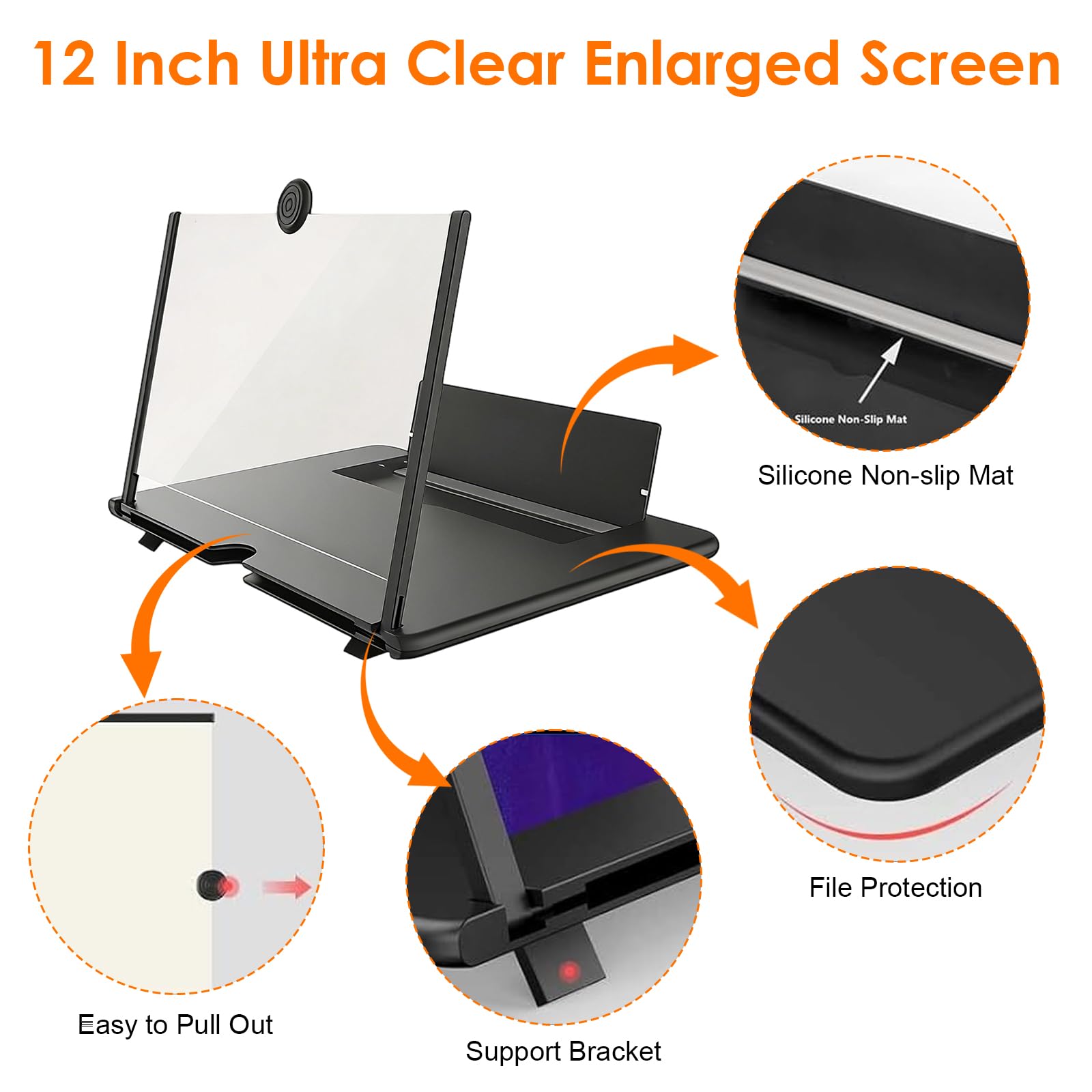 Lente Ingrandimento Smartphone 12 Pollici, Ingranditore Schermo Smartphone Ultra HD, Elettronica Regalo Uomo Originali e Utili, Supporto Pieghevole Portatile per Video e Giochi