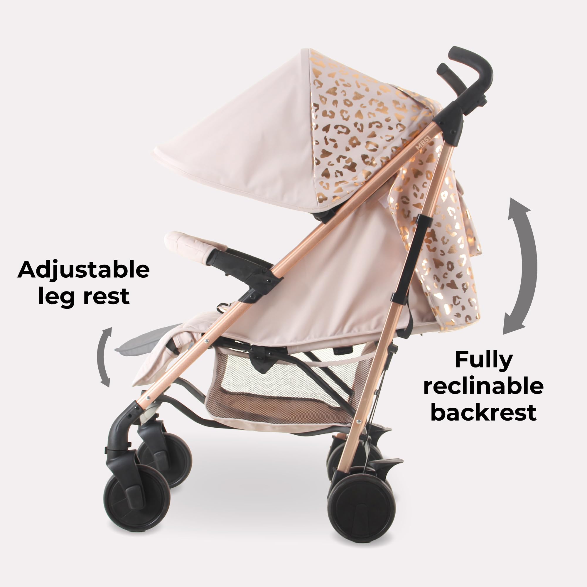 My Babiie MB51 Stroller – from Birth to 4 Years (22kg), Lightweight, Umbrella Fold, Travel Buggy for Toddlers, Pushchair Includes Footmuff, Cup Holder, Rain Cover - Pink Leopard — view 7