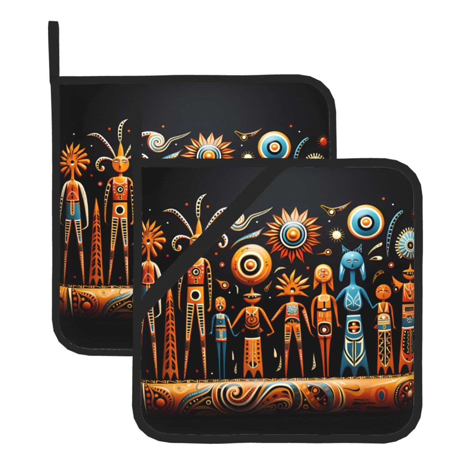 Primitive Totem Square Heat Resistant Trivet Set Thick and Durable for Baking Barbecue Cookware Oven