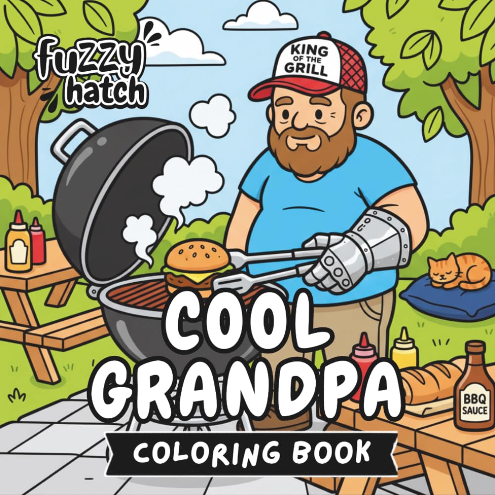 Cool Grandpa - A Bold and Easy Coloring Book: Funny Senior Adventures and Hobby Scenes with Awesome Grandparents for Stress Relief | Bold Lines for Adults, Seniors and Teens