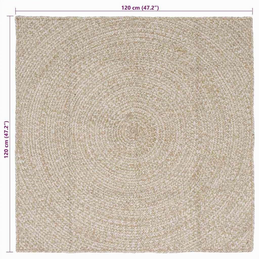 vidaXL Tapis de Zone Naturel et Blanc 120 x 120 cm Jute