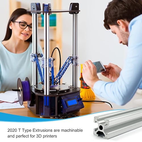 Miniatura 5 de Ranura en T de 7.874 in, extrusión de aluminio de 20 x 20 pulgadas, estándar europeo, riel lineal anodizado plateado, marco de guía de alta