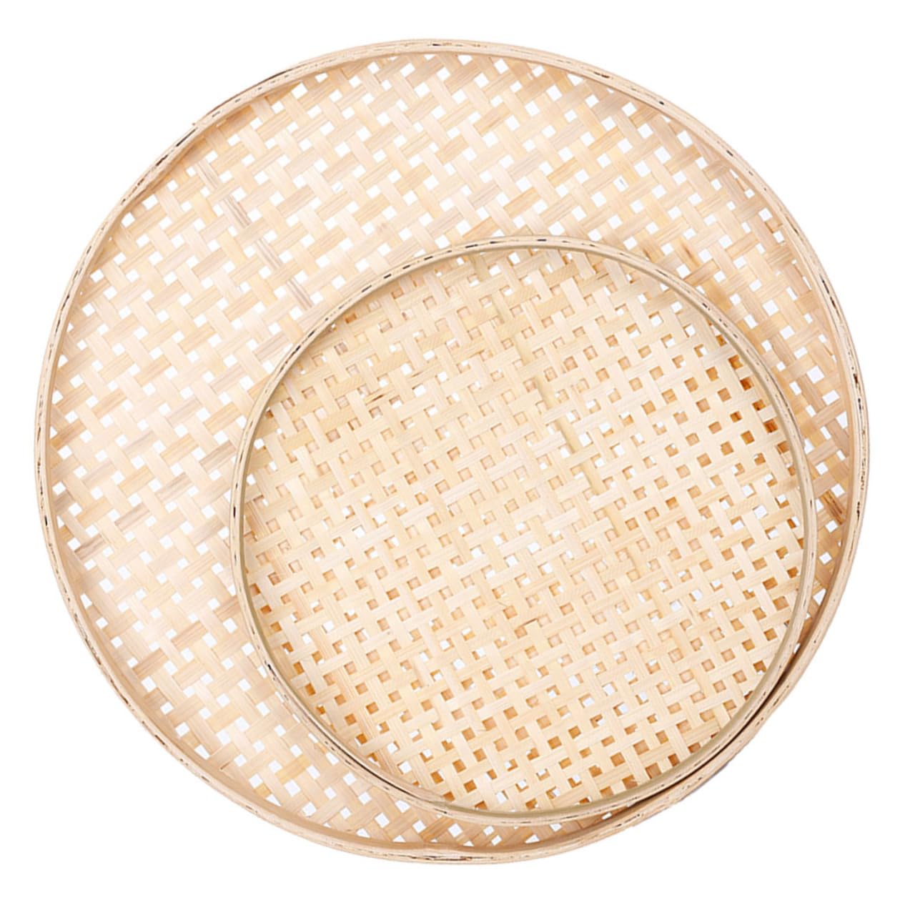Garneck 2pcs Home Accessory Snack Serving Tray Household Tray Basket Weaving