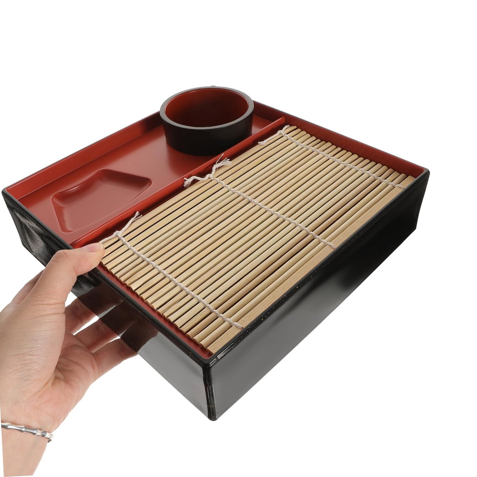Moderno plato rectangular japonés con bordes elevados, multiusos, práctico para aperitivos, aperitivos, sushi, sushi, platos de presentación