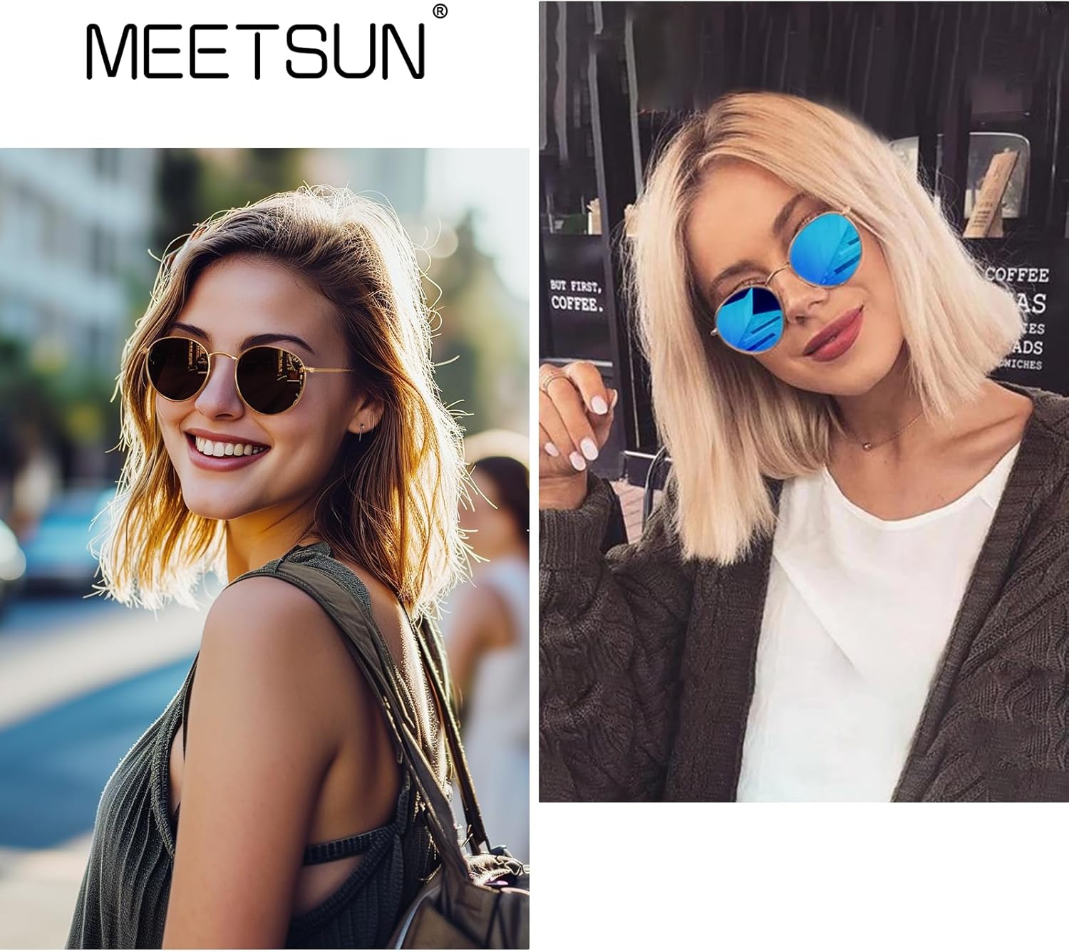 MEETSUN Round Polarized Sunglasses for Women Men Classic Retro Metal Frame Sun Glasses UV Protection - Image 3