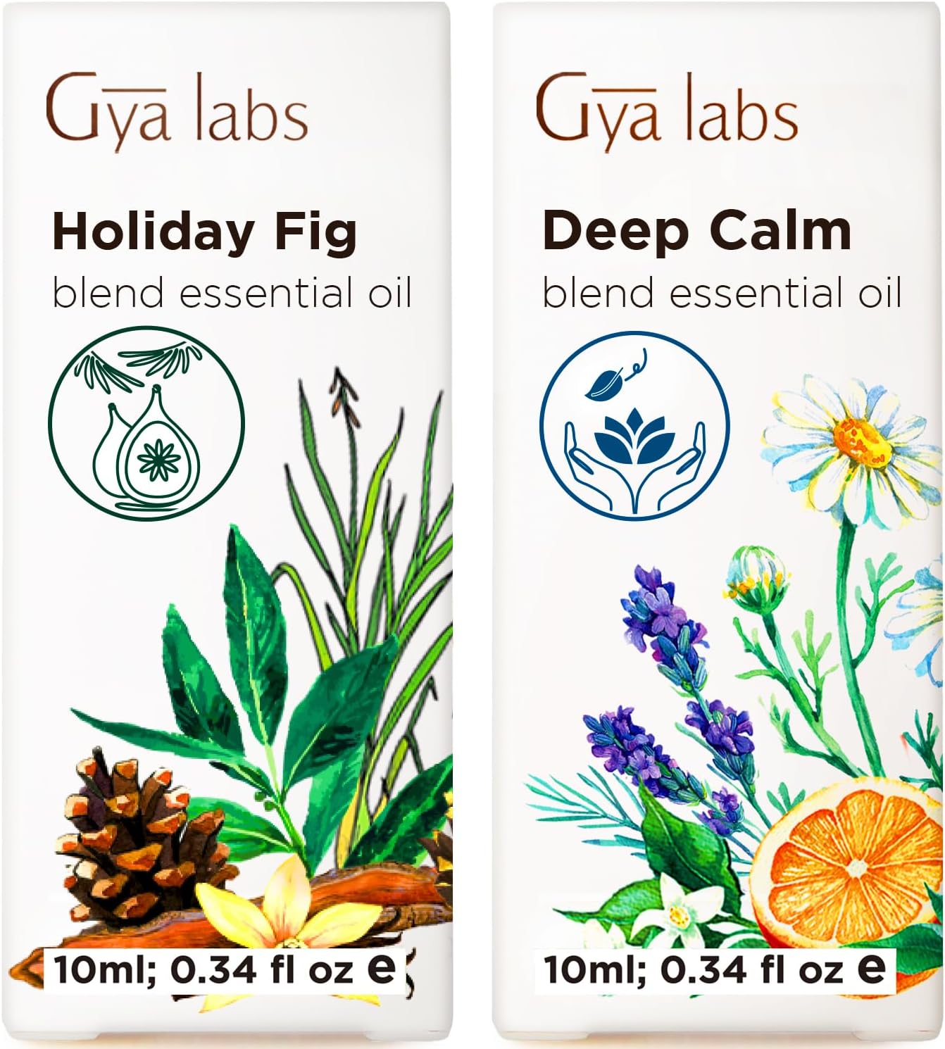 Holiday Fig Essential Oil Blend for Diffuser & Calming Essential Oils for Diffuser Set - Aromatherapy Grade Essential Oils Set - 2x0.34 fl oz - Gya Labs