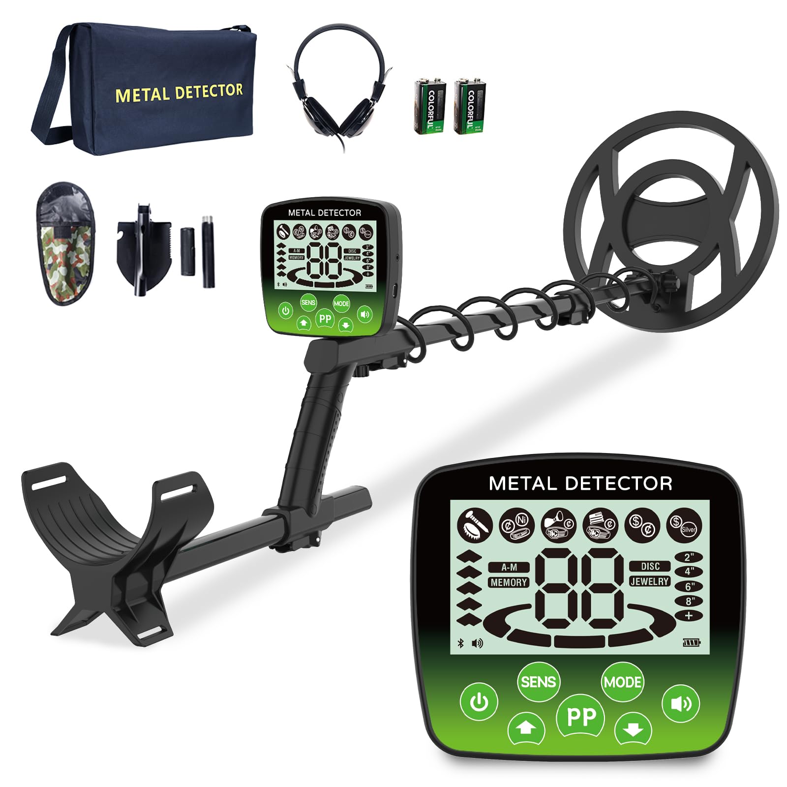 Cyphyja Metal Detector for Adults, 10" IP68 Waterproof Professional Metal Detectors, 5 Modes High Accuracy Detector de metales oro y Plata, Gold