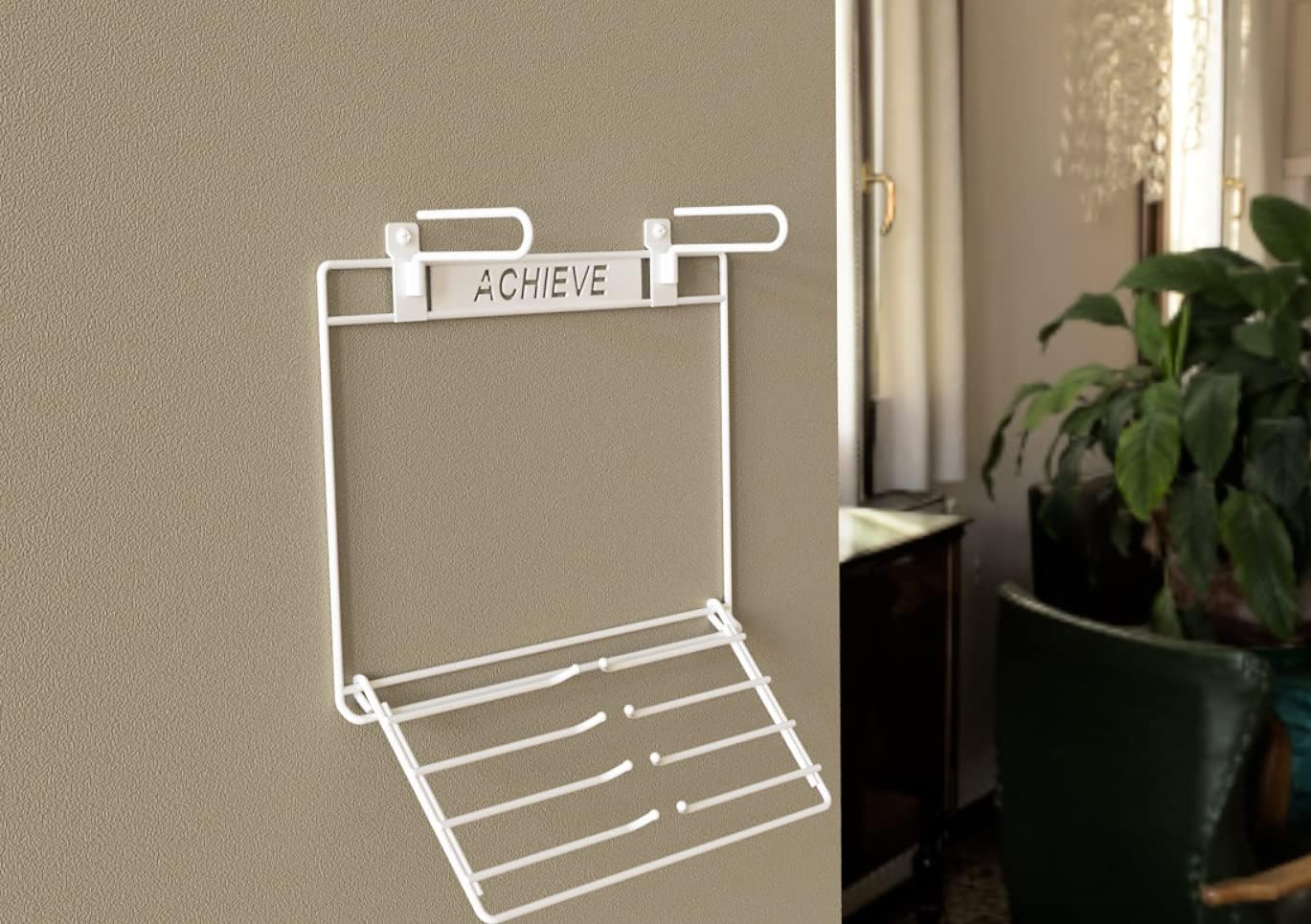 Performore 2-in-1 Wall-Mount Medal & Bib Display Rack | Metal Steel Organizer Rack with 12 Clear Bib Pockets, Hooks & Mounting Kit | Holds 40+ Medals & Bibs | Home, Gym, Sports Room