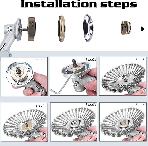 Miniatura 8 de Cabezal de recortadora de alambre de acero de 8 pulgadas irrompible, cuchilla de recortadora con cable para patio, cabezal de alambre para patio,