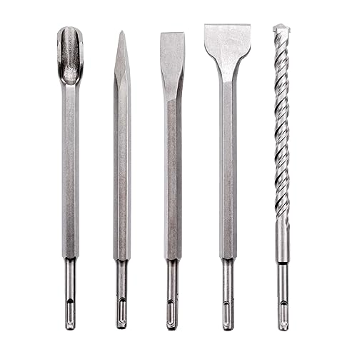 Miniatura 4 de Juego de brocas de martillo giratorio SDS Plus, juego de cinceles de mampostería, 17 brocas para impacto, martillo giratorio con punta de carburo, 4
