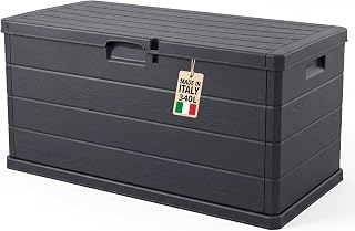 BigDean Auflagenbox Kissenbox Klicksystem 340 Liter Deckel abschließbar | Stabiler und überlappender Deckel hält Feuchtigkeit fern
