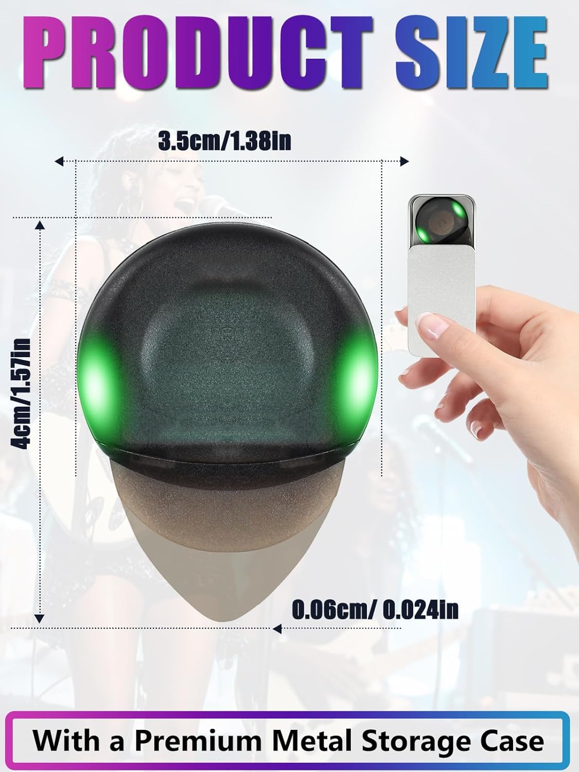 Glow in the Dark LED Guitar Picks 1-Pack – Light Up Guitar Picks with Free Metal Storage Case, Cool Gifts for Electric, Acoustic & Bass Guitar Players, Stage & Practice Accessory (Light green) thumbnail