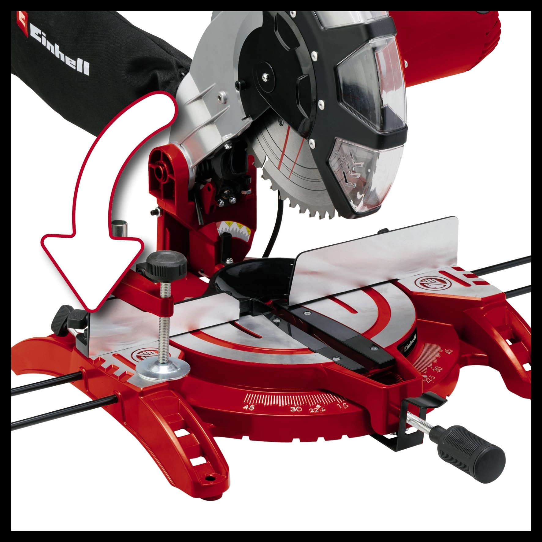 Einhell TC-MS 2513 L Troncatrice (230-240 V, 1600 W, giri al min. 4000, lama Ø250 x ø30 - 48 denti, inclinabile sinistra 0-45°, taglio max 130 x 75 mm)