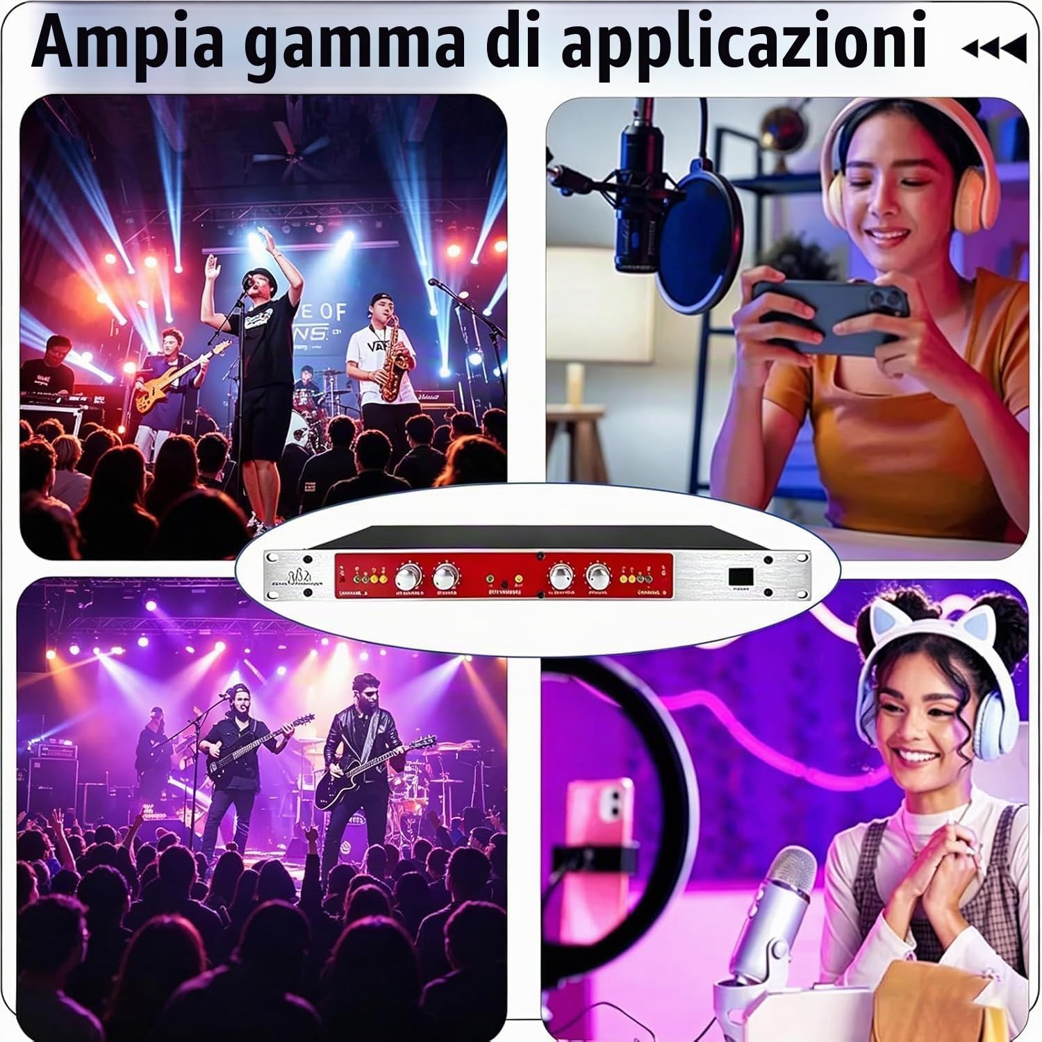 Processore Audio Professionale, Processore Vocale 882I Autotune con Regolazione della Frequenza degli Alti/Bassi, per Karaoke in Casa, Performance