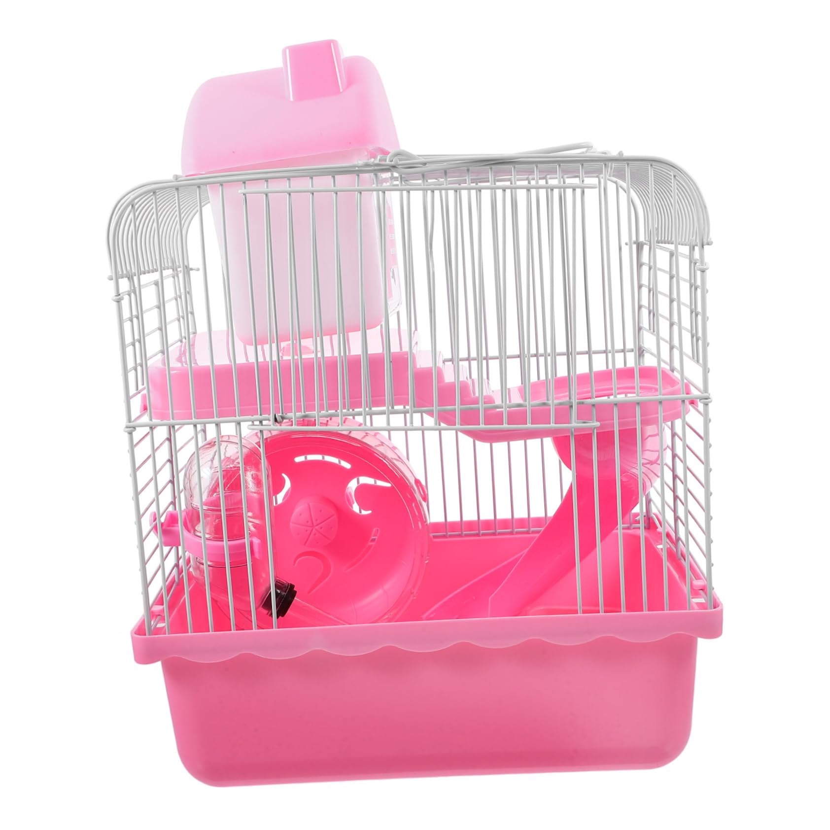 Cage hamster plastique anti-projection rose double couche pour rongeur actif