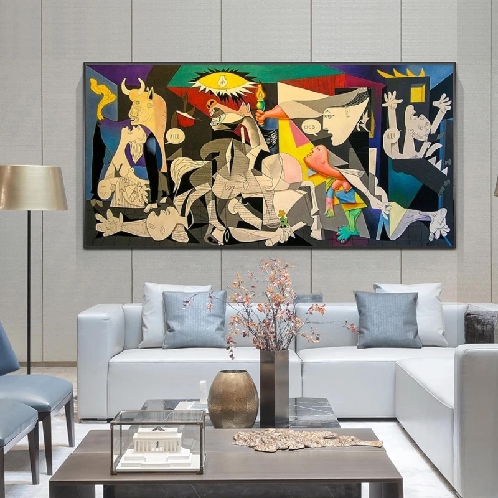 HOLEILUCK Guernica di Picasso Riproduzioni di dipinti su tela Famosa tela Xxl Stampe d'arte da parete Immagini di Picasso Decorazione della parete di casa 100x200 cm/39x79 pollici Senza cornice